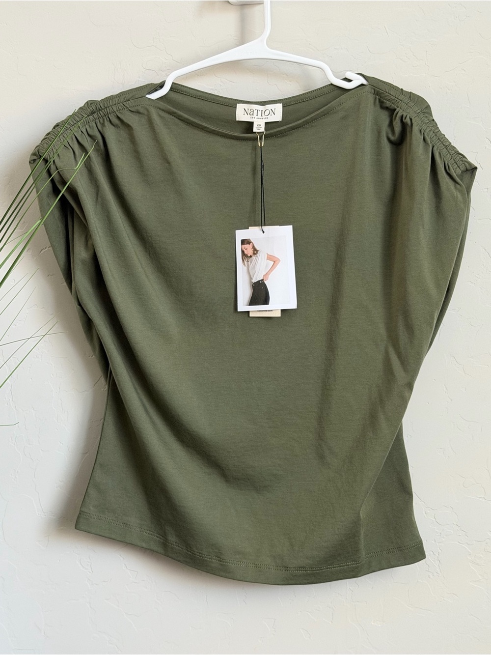 Nation LTD Frankie Muscle Tee XS Olive Green Pima Cotton NWT Peru